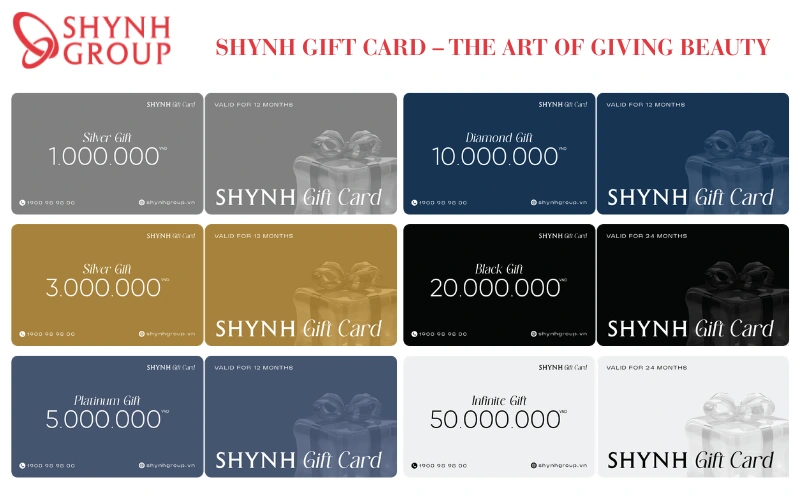 Shynh Gift Card mang đến nhiều đặc quyền với các hạng mức hấp dẫn